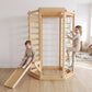Hawthorn Indoor Playground | 93" Montessori Climbing Gym with Slide & Rope Net
