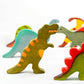 Wooden Dinosaur toy set painted- 6 pieces