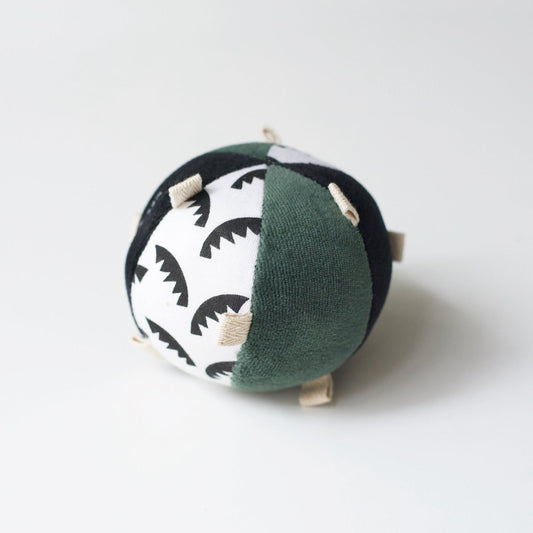 Taggy Ball with Rattle - Jungle Leaves - Chickadees Wooden Toys