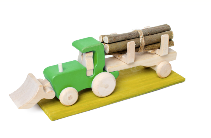 Wooden tractor toy set with magnets