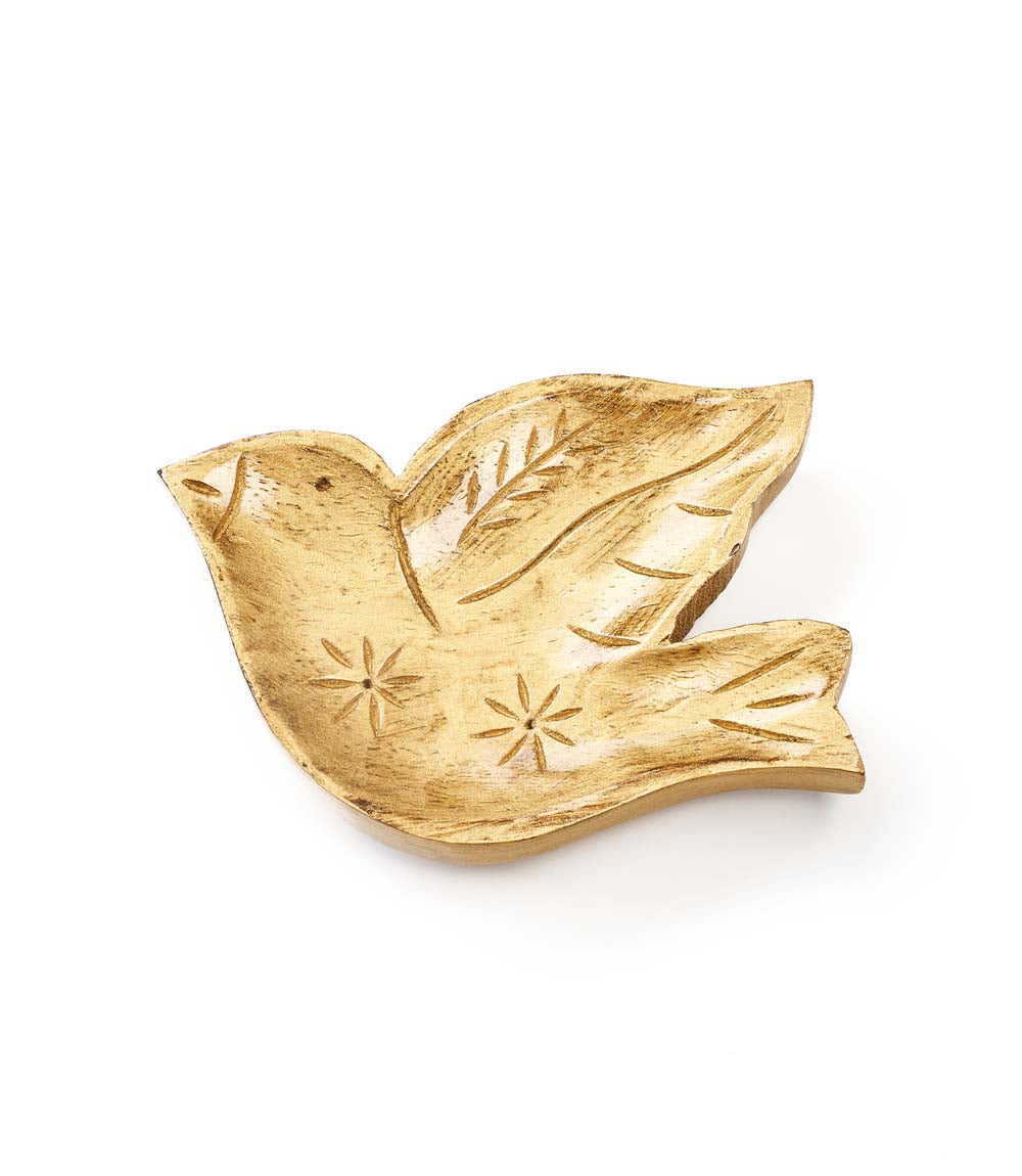 Chamak Bird Trinket Dish - Metallic Painted Wood