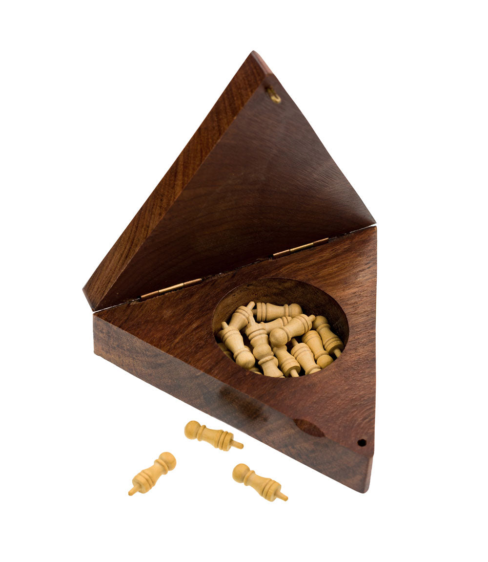 Triangle Peg Board Game - Handcrafted Wood - Chickadees Wooden Toys