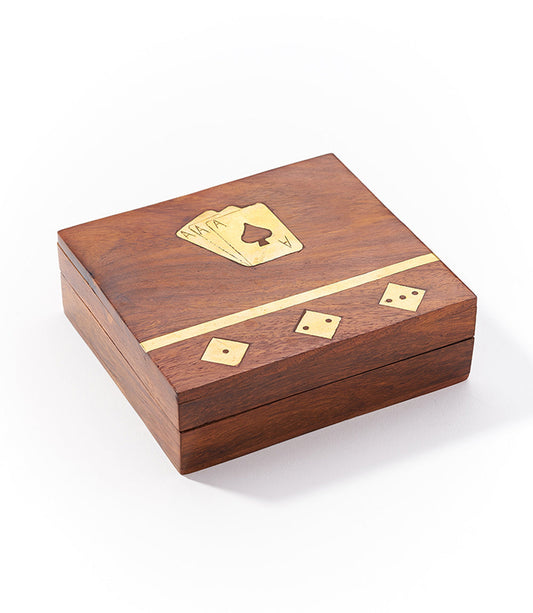 Game Night Box (5 Dice, Playing Cards) - Handcrafted Wood - Chickadees Wooden Toys