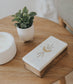 Indukala Crescent Moon Treasure Box - Wood, Marble, Brass - Chickadees Wooden Toys