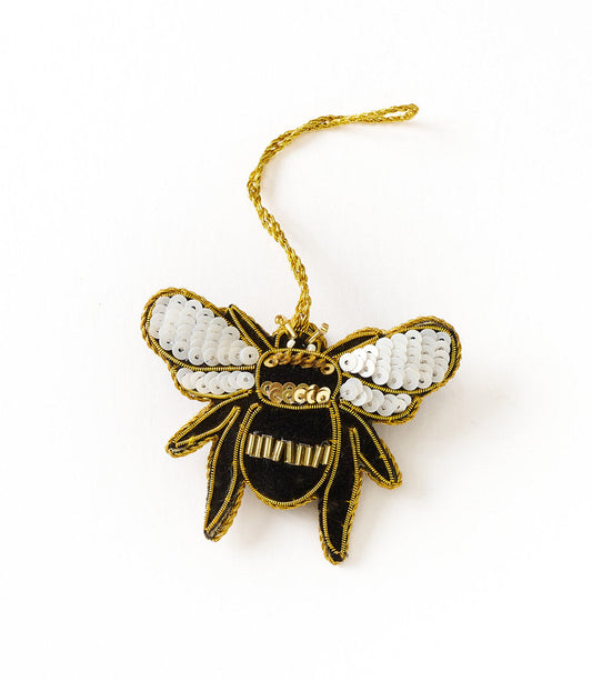 Larissa Bee Beaded Ornament - Hand Embroidered