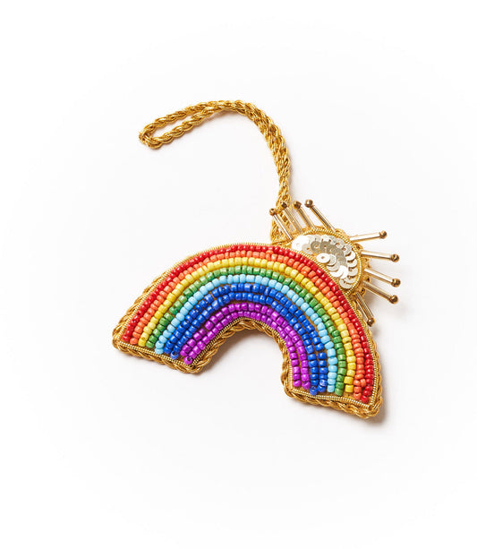 Larissa Rainbow Sun Rays Ornament - Hand Embroidered
