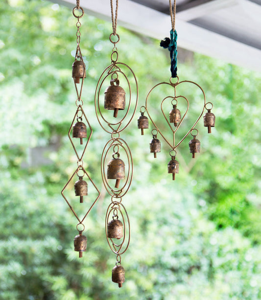 Ushas Dawn Long Rustic Bell Wind Chime - Hand Tuned - Chickadees Wooden Toys