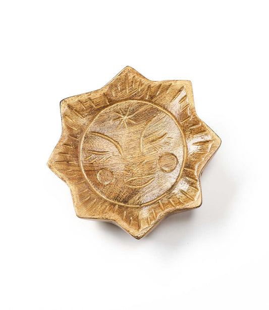 Chamak Sun Trinket Dish - Metallic Painted Wood - Chickadees Wooden Toys