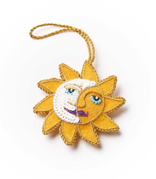 Larissa Sun Moon Ornament - Hand Embroidered