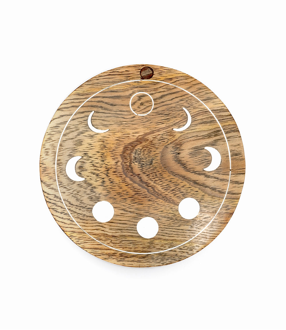 Indukala Moon Phase Round Pivot Box - Handcrafted Mango Wood - Chickadees Wooden Toys