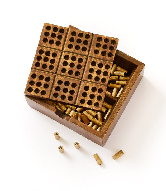 Sudoku Wooden Peg Game - Hand Carved Wood - Chickadees Wooden Toys