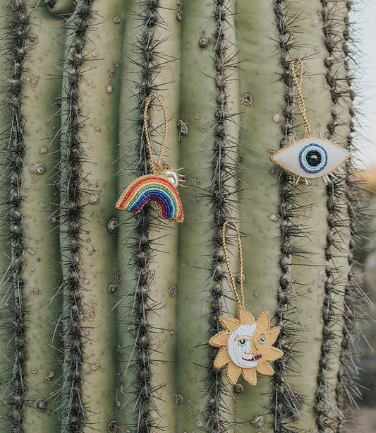 Larissa Sun Moon Ornament - Hand Embroidered