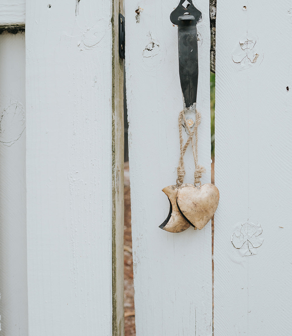 Alaya Heart Wind Chime - Rustic Bell - Chickadees Wooden Toys
