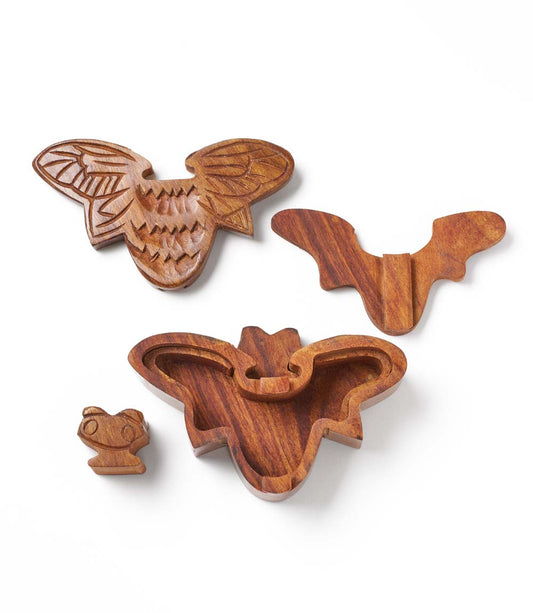 Bee Puzzle Box - Handcrafted Sheesham Wood - Chickadees Wooden Toys