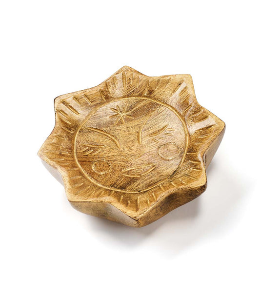 Chamak Sun Trinket Dish - Metallic Painted Wood - Chickadees Wooden Toys