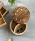 Indukala Moon Phase Round Pivot Box - Handcrafted Mango Wood