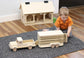 Amish-Made Wooden Pickup & Horse Trailer Toy Set, Unfinished - Chickadees Wooden Toys