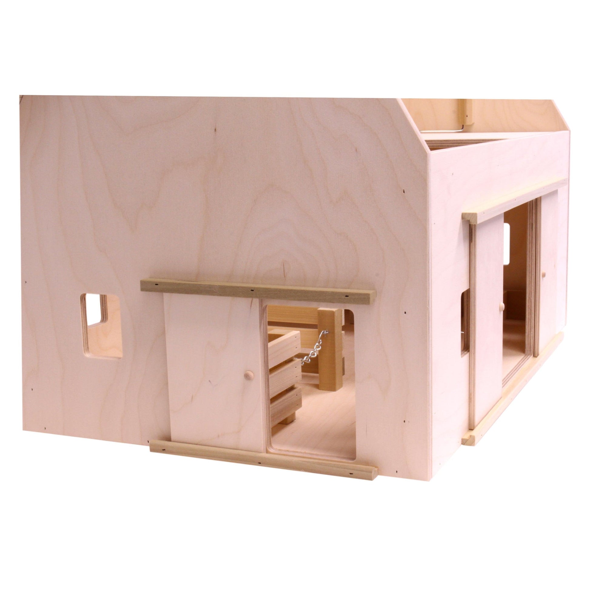 Amish-Made Large Wooden Hip-Roof Barn Toy, Unfinished - Chickadees Wooden Toys