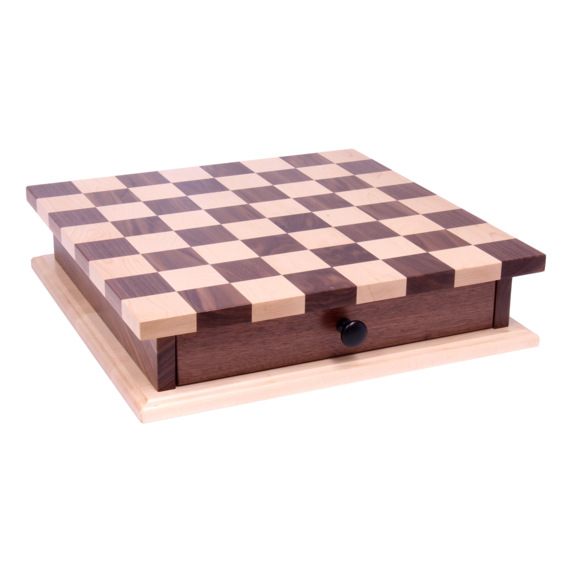 Deluxe Chess/Checkers Wooden Game Board Set - with Pullout Drawer - Chickadees Wooden Toys