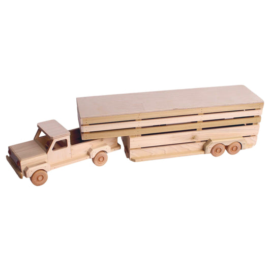 Amish-Made Wooden Toy Pickup and Gooseneck Trailer Set - Chickadees Wooden Toys