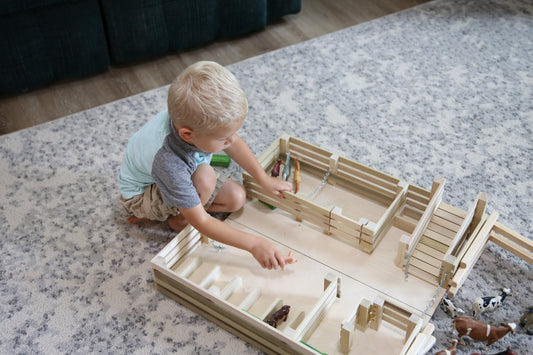 Amish-Made Wooden Folding Stock Yard Farm Toy, Unfinished - Chickadees Wooden Toys