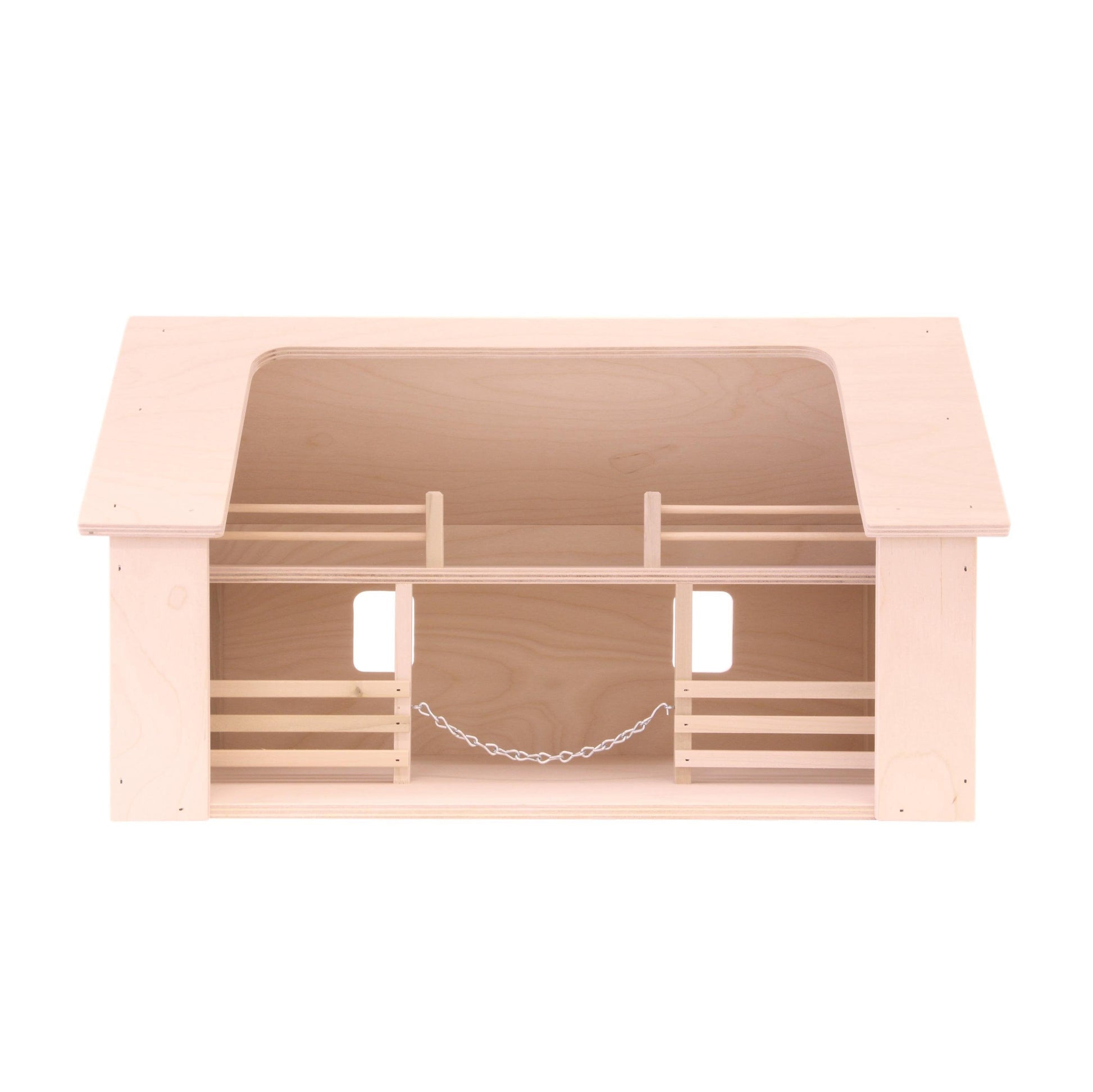 Wooden Amish-Made Ranch Shed Barn Toy, Unfinished Wood - Chickadees Wooden Toys
