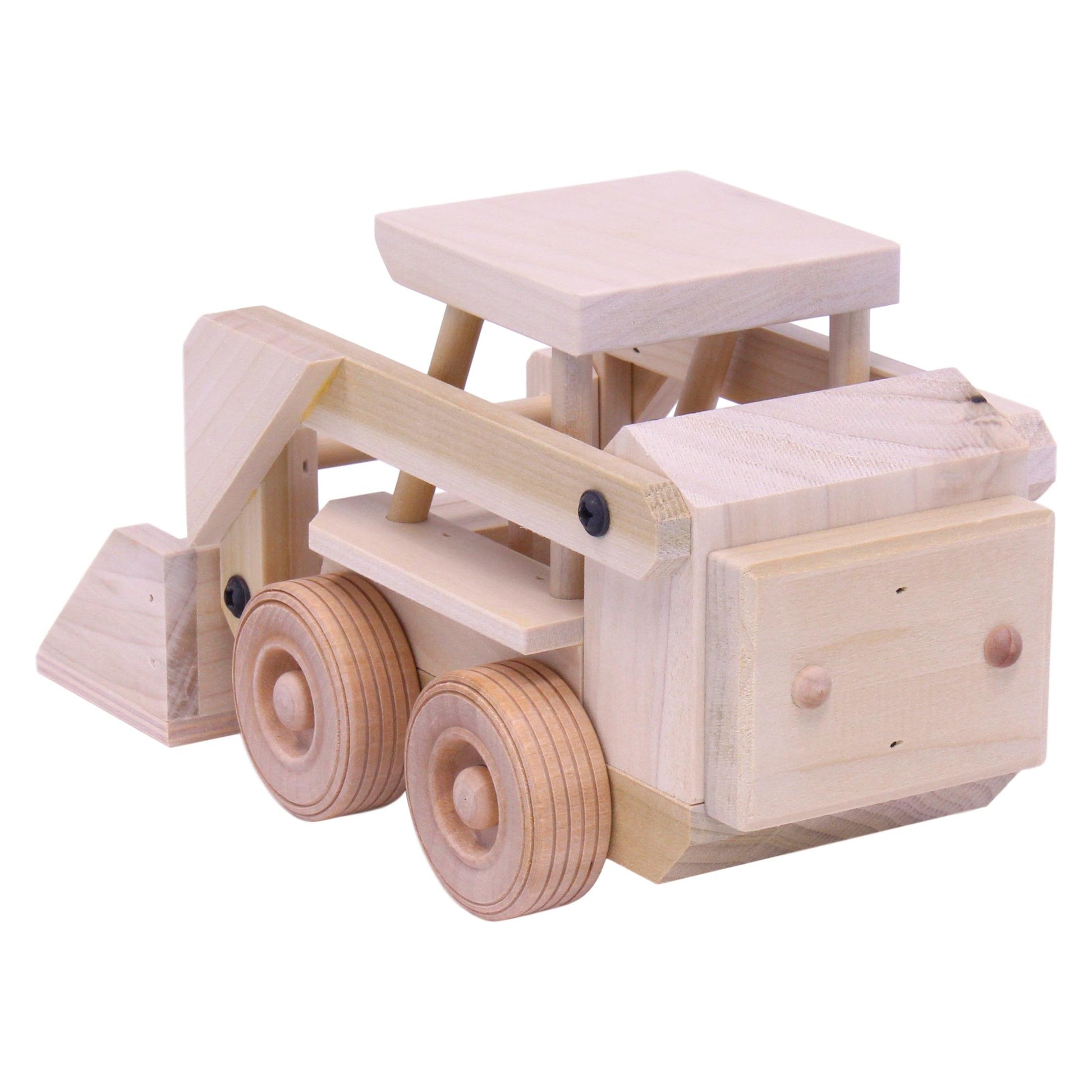 Wooden Skid Loader Toy, Skid Steer with Movable Bucket - Chickadees Wooden Toys