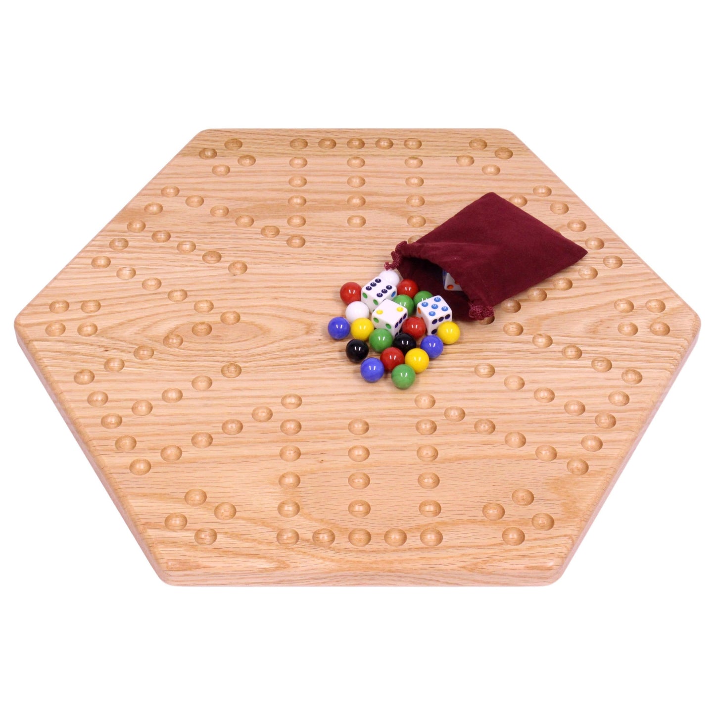 Solid Oak 16" Wide Aggravation Game Board, Unpainted Holes, Double-sided - Chickadees Wooden Toys