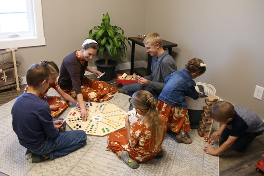 Travel Marble Chase Board Game Set, Double-Sided 23" Wide Board - Chickadees Wooden Toys