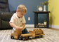 Amish-Made Wooden Toy Truck & Low Boy Flatbed Trailer with Bulldozer Set