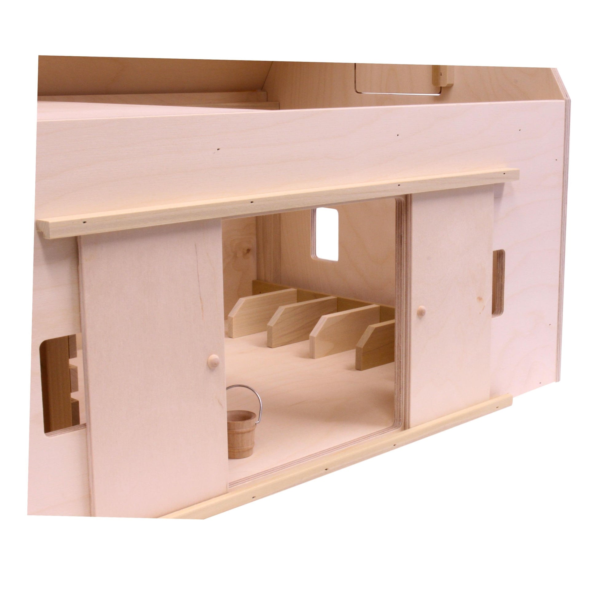 Amish-Made Large Wooden Hip-Roof Barn Toy, Unfinished - Chickadees Wooden Toys