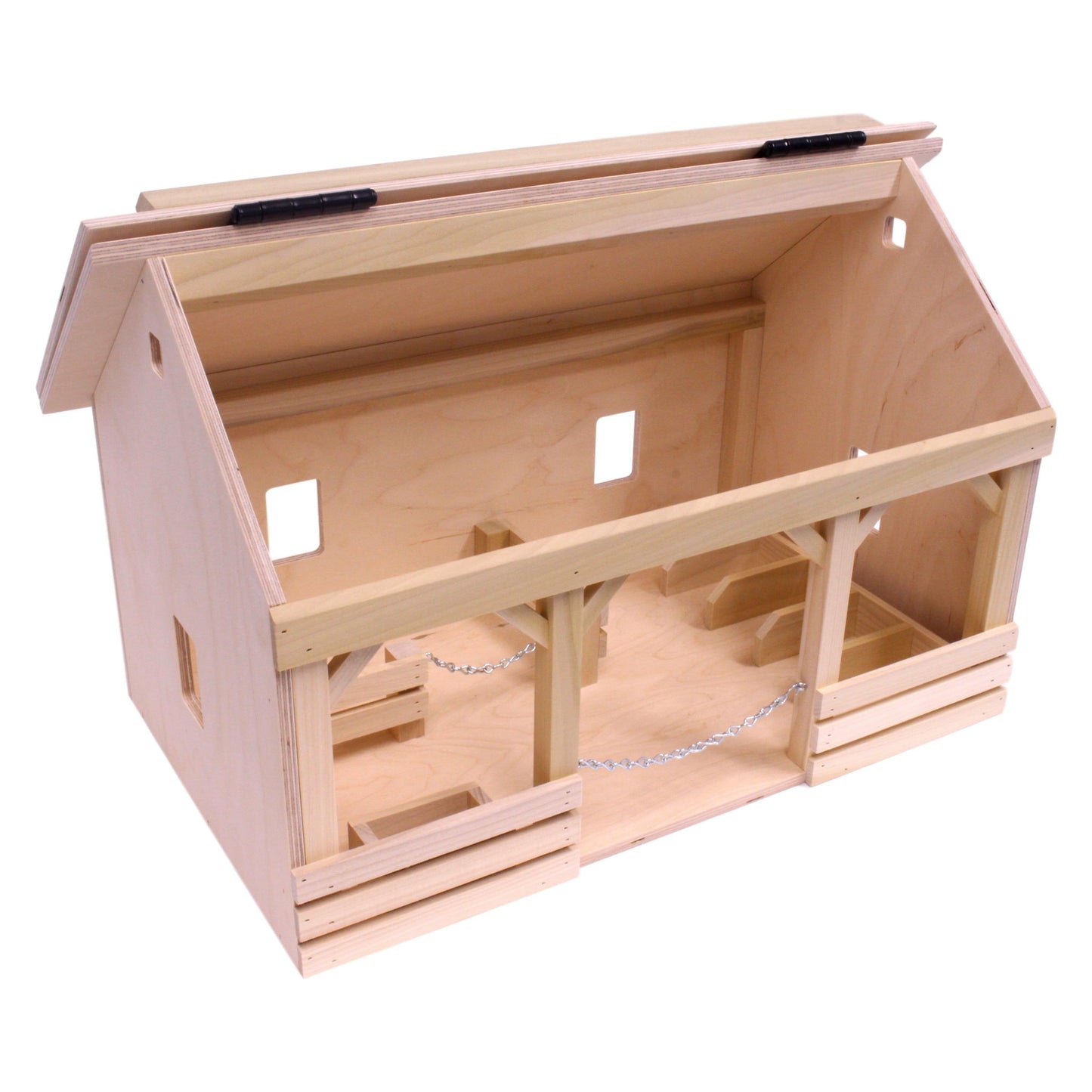 Large A-Frame Barn Toy with Hay Loft, Realistic Wooden Toy Barn - Chickadees Wooden Toys