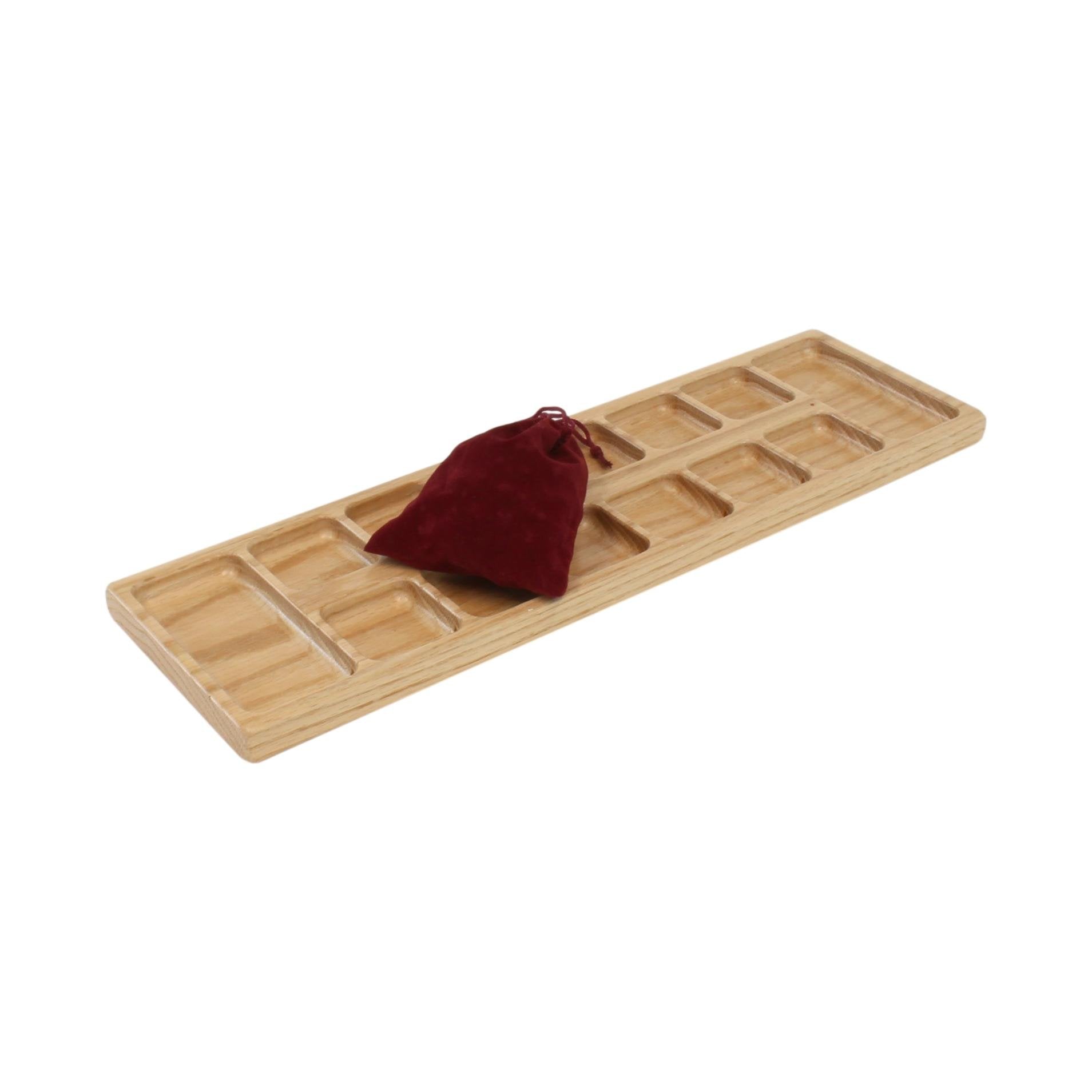 Solid Oak Wood Mancala Board Game Set With Marbles, Amish-Made - Chickadees Wooden Toys