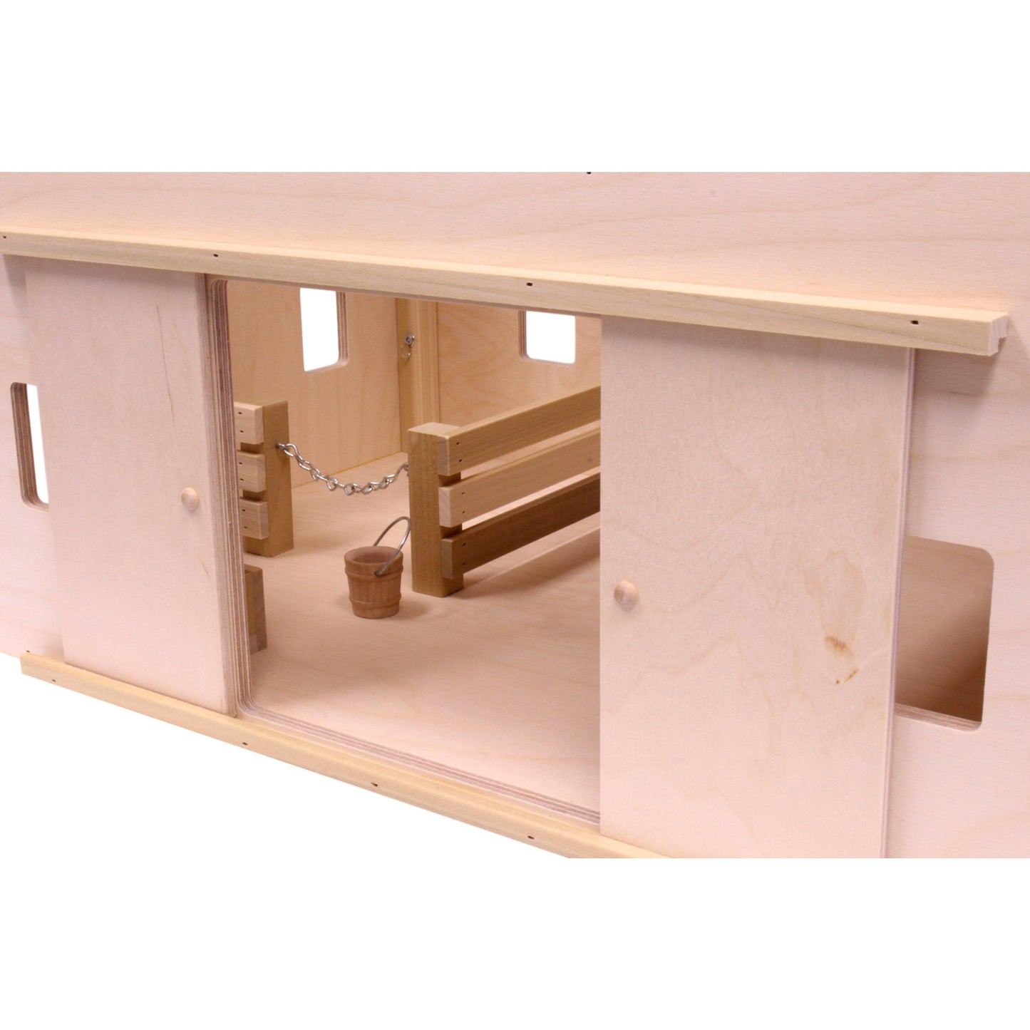 Amish-Made Large Wooden Hip-Roof Barn Toy, Unfinished - Chickadees Wooden Toys