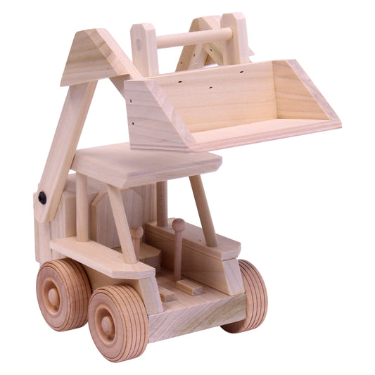 Wooden Skid Loader Toy, Skid Steer with Movable Bucket - Chickadees Wooden Toys