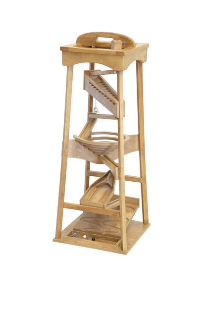 Amish-Made Pyramid Marble Tower Run Wooden Toy - 39" High - Pack of Marbles Included
