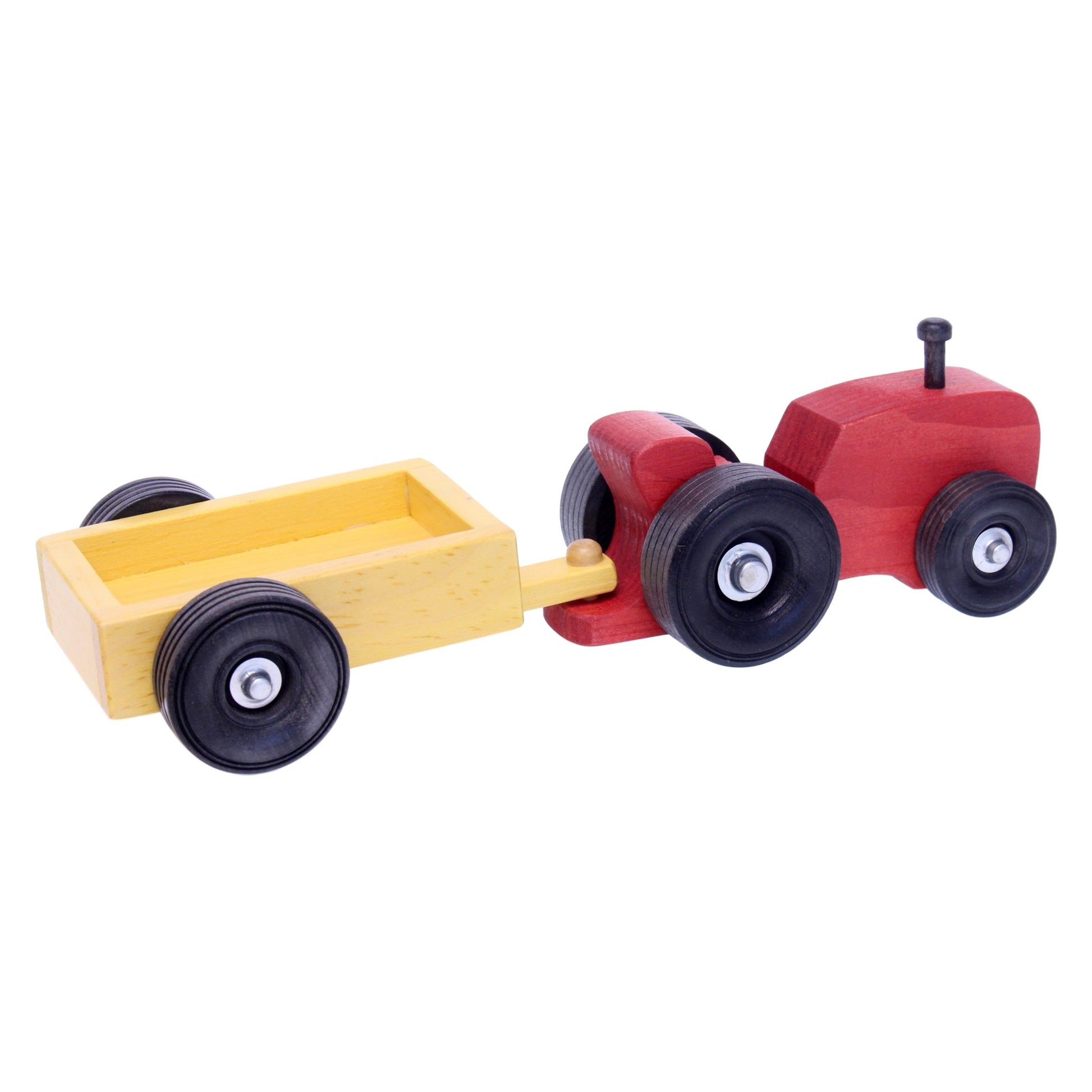 Amish-Made Wooden Small Toy Tractor and Wagon Set - Chickadees Wooden Toys