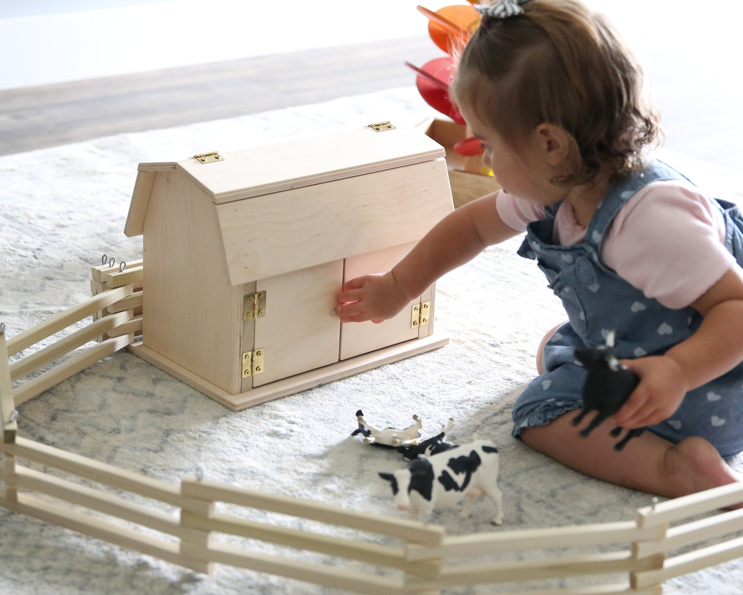 Mini Wooden Barn Toy, Hip Roof Barn Design, Amish-Made - Chickadees Wooden Toys