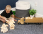 Large Semi Truck and Trailer Wooden Toy Set - with 30 Building Blocks