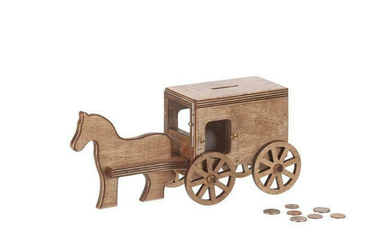 Amish-Made Wooden Horse & Buggy Penny Piggy Bank - Chickadees Wooden Toys