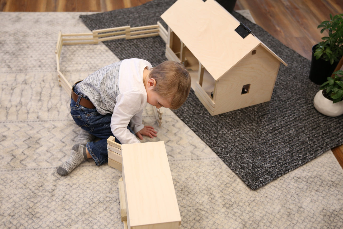 Large A-Frame Barn Toy with Hay Loft, Realistic Wooden Toy Barn - Chickadees Wooden Toys