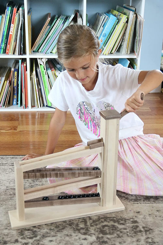 Wooden Marble Pump Toy, CPSIA-Approved, Non-Toxic Finish, Amish-Made - Chickadees Wooden Toys