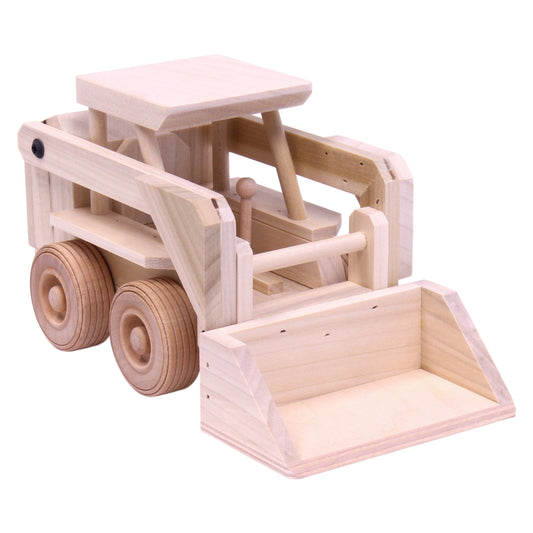 Wooden Skid Loader Toy, Skid Steer with Movable Bucket - Chickadees Wooden Toys