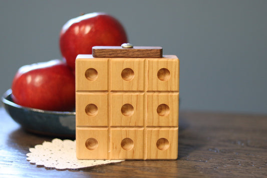 Wooden Marble Tic Tac Toe Game with Built-in Storage for Marbles - Chickadees Wooden Toys