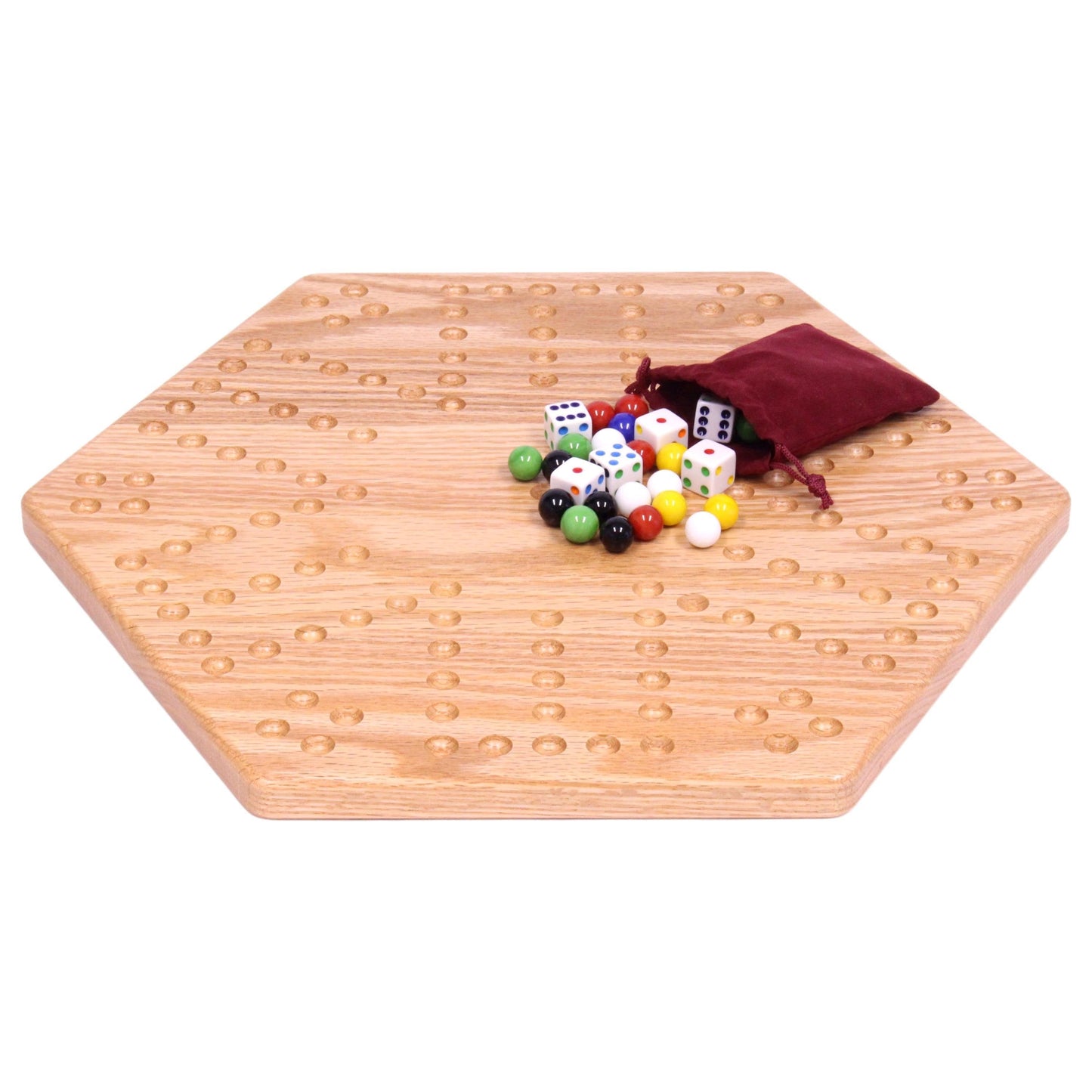 Solid Oak 16" Wide Aggravation Game Board, Unpainted Holes, Double-sided - Chickadees Wooden Toys