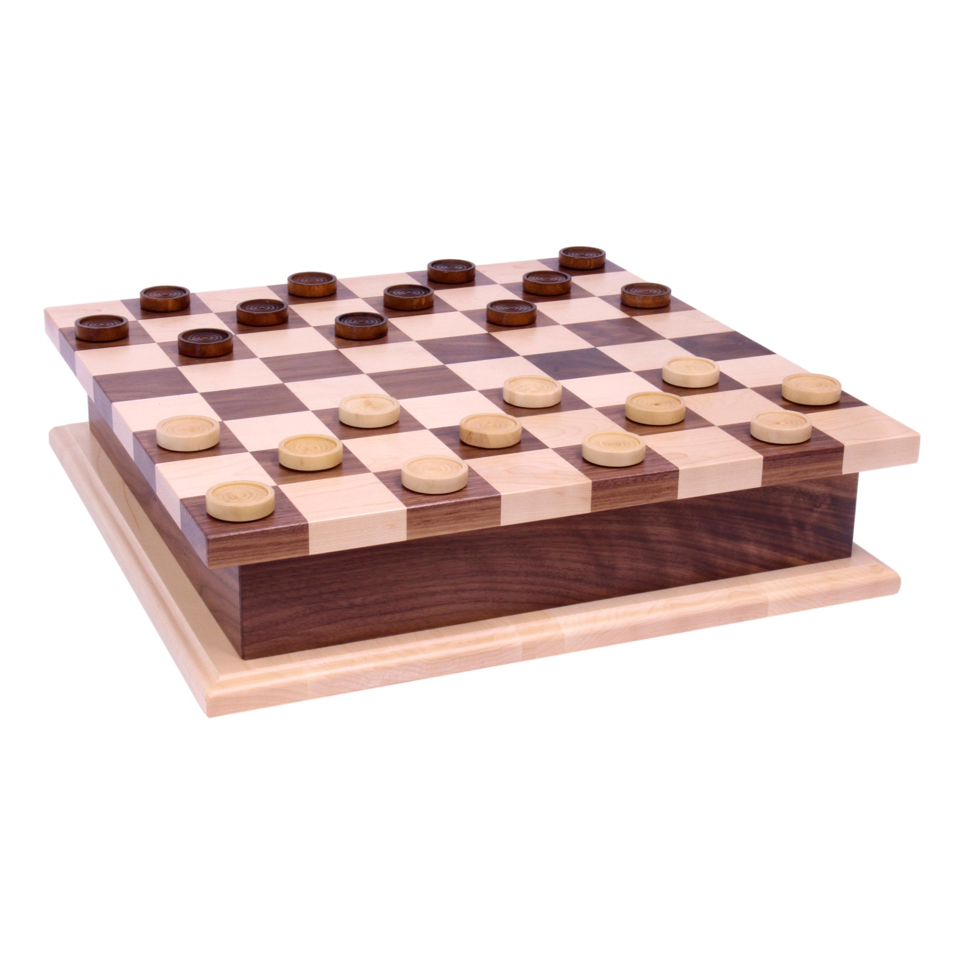 Deluxe Chess/Checkers Wooden Game Board Set - with Pullout Drawer - Chickadees Wooden Toys
