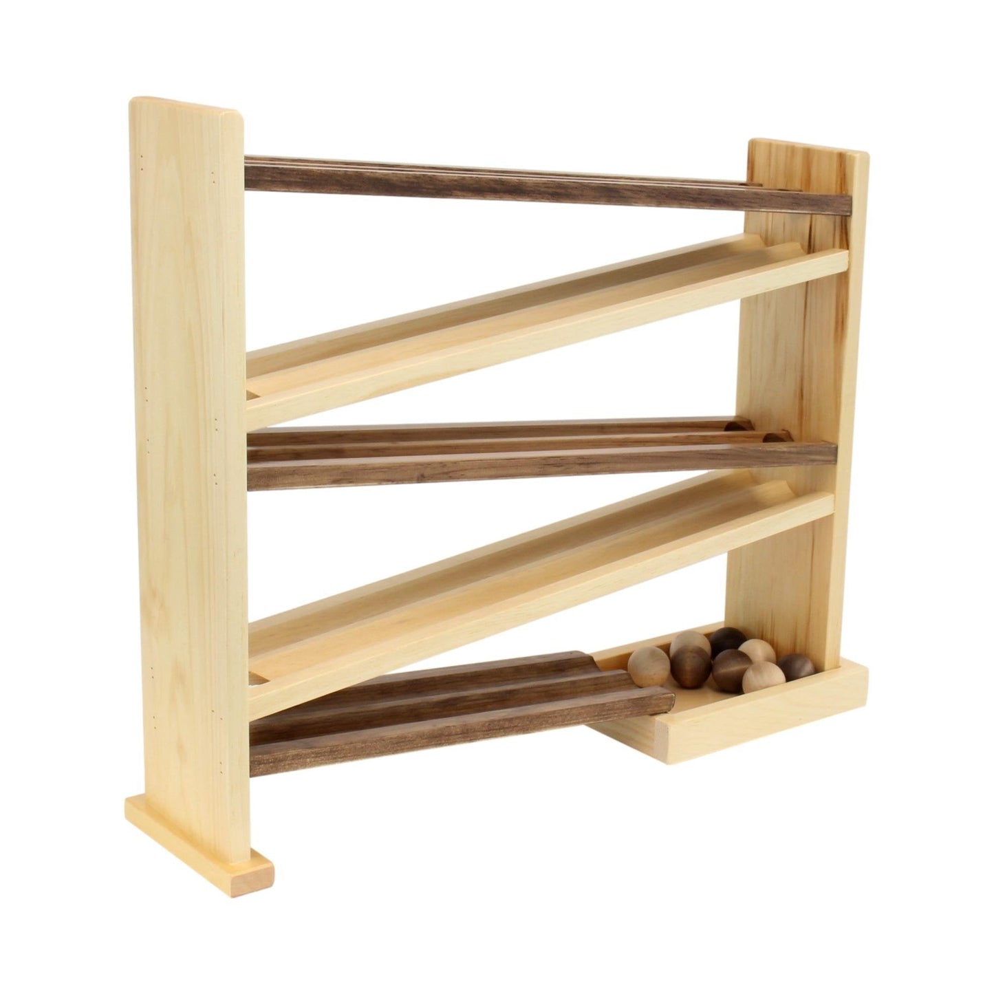 Wooden Ball Roller Racetrack Toy, Amish-Made, with 8 Wooden Balls - Chickadees Wooden Toys