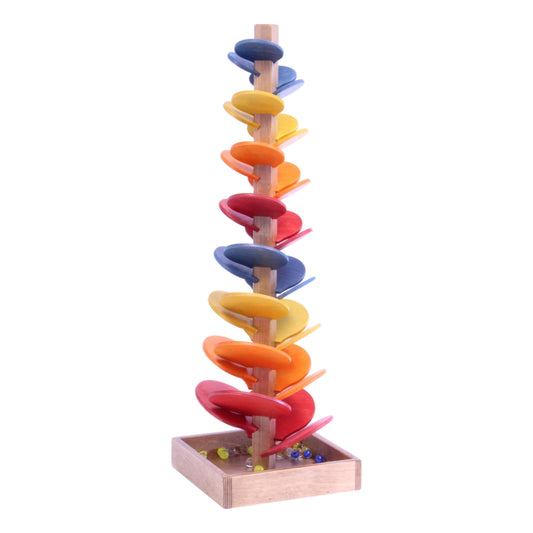 Marble Tree Wooden Toy - Child-Safe Finish - Pack of Marbles Included - Chickadees Wooden Toys