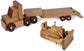 Amish-Made Large Wooden Toy Truck & Low Boy Flatbed Trailer with Bulldozer Set