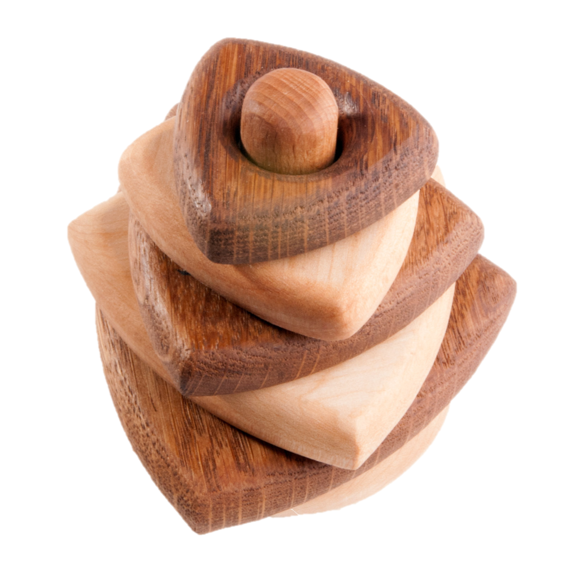 Wooden stacking toy in triangle shape from 2 types of wood | Chickadees ...